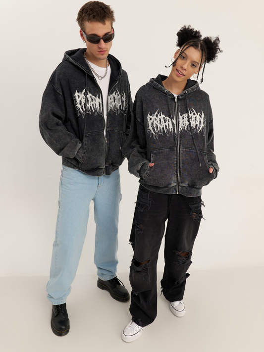 WHITE SOUL ZIP-UP HOODIE