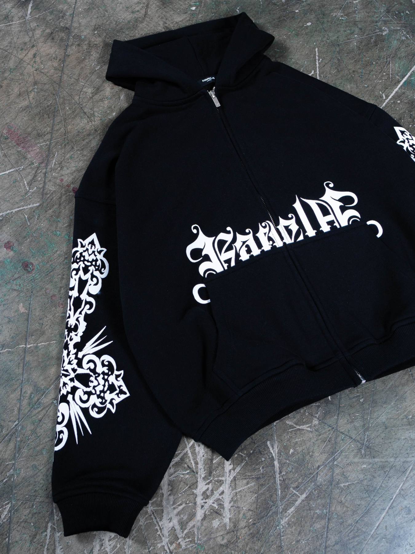MOSAIC BLACK FRONTZIP HOODIE