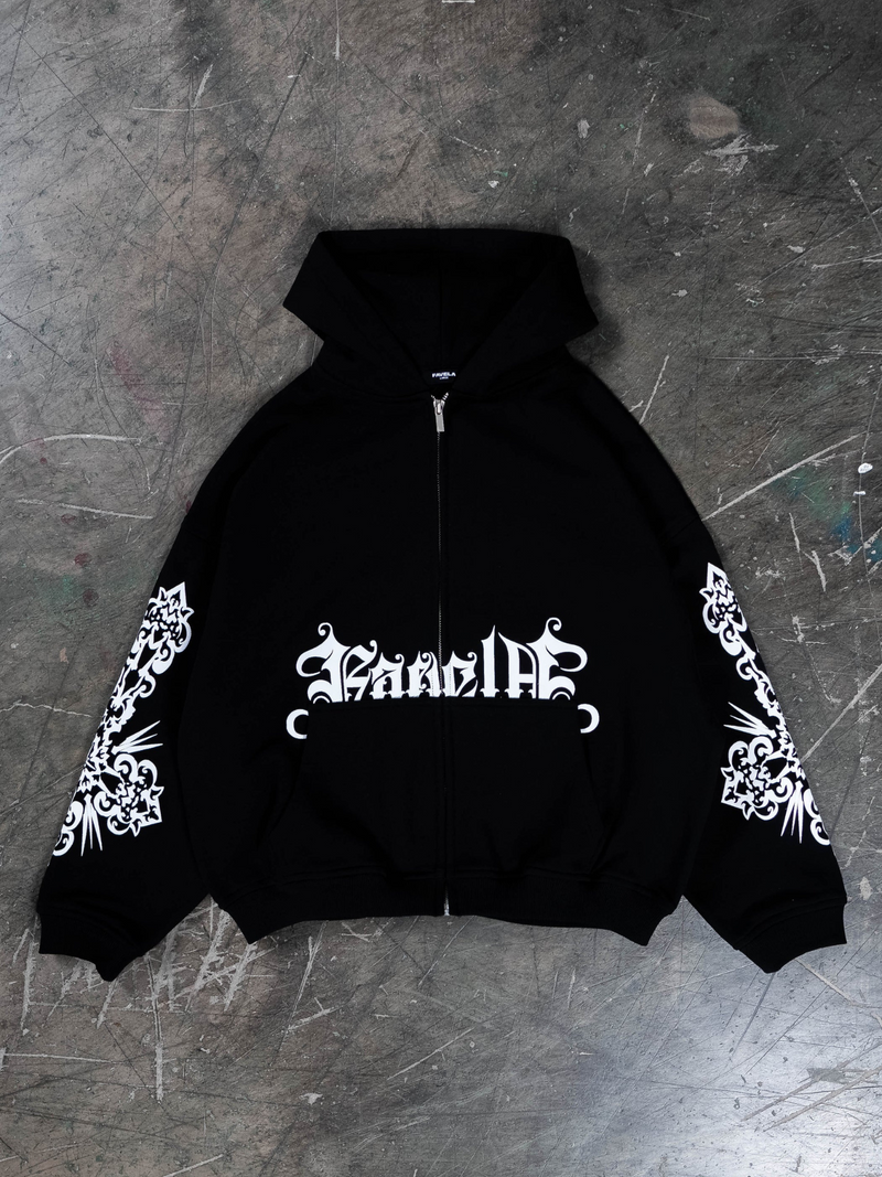 Mosaic Black Frontzip Hoodie