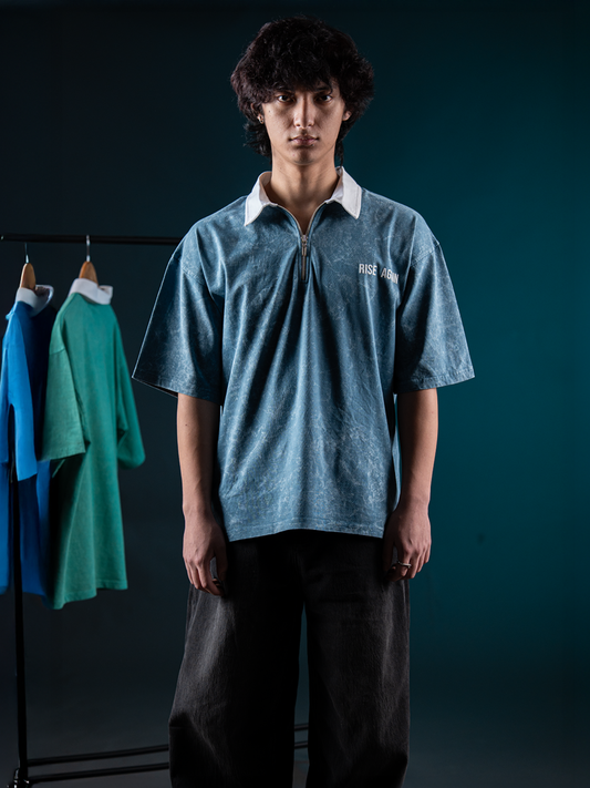 RISE AGAIN POLO TEE - ACID BLUE