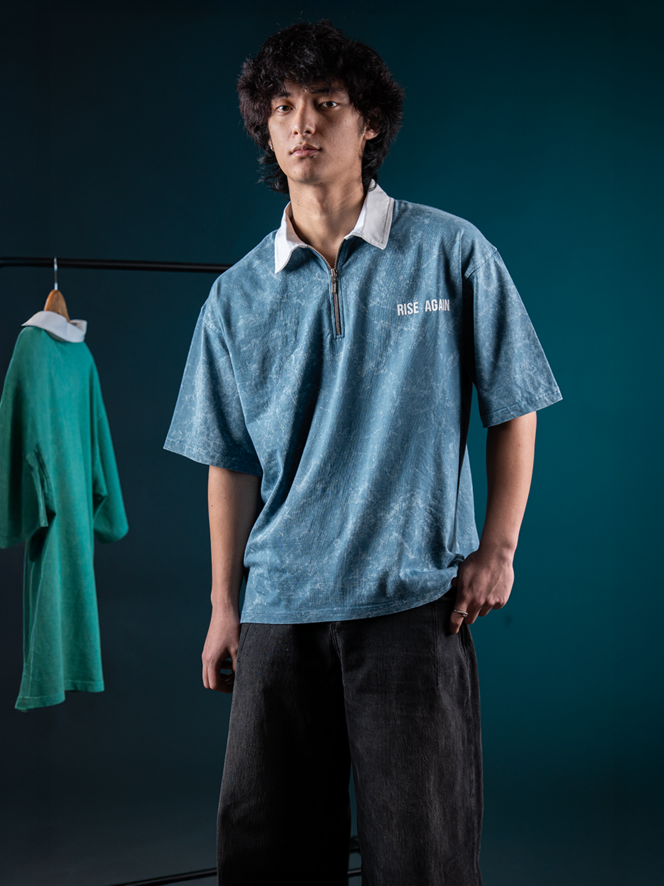 RISE AGAIN POLO TEE - ACID BLUE