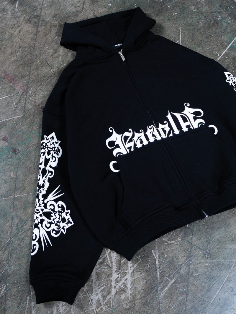 Mosaic Black Frontzip Hoodie