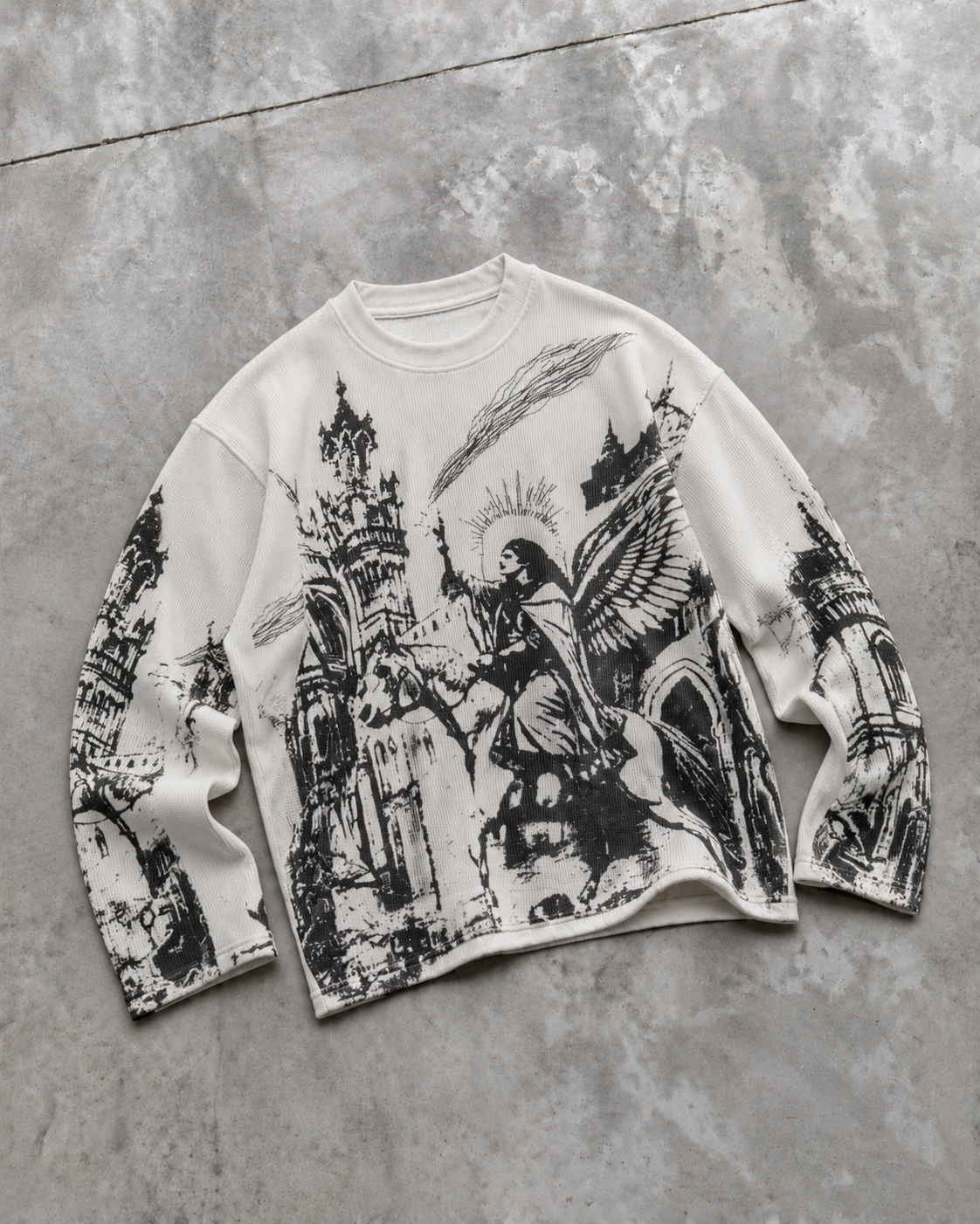 THE FALLEN CATHEDRAL WAFFLE TEE