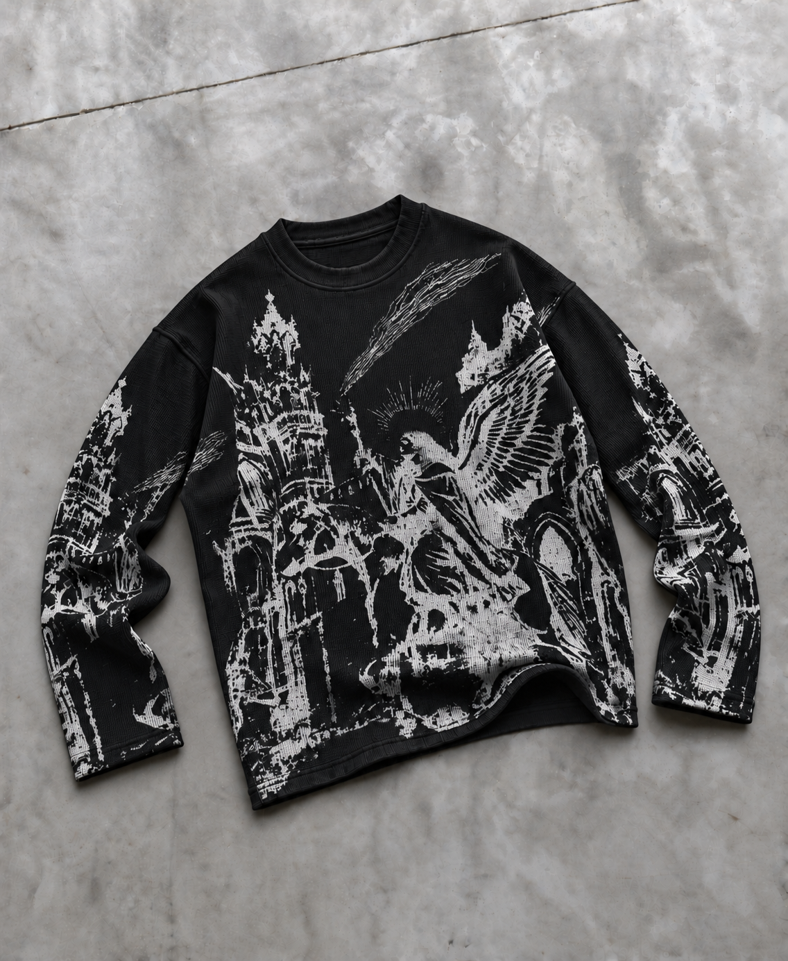THE FALLEN CATHEDRAL WAFFLE TEE